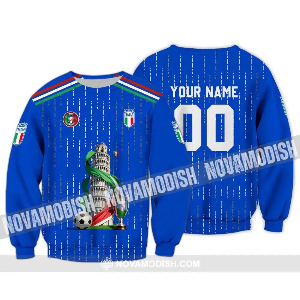 Unisex Shirt - Custom Name And Number Euro 2024 Shirt The Leaning Tower Of Pisa Italia National Team Shirt Long Sleeve