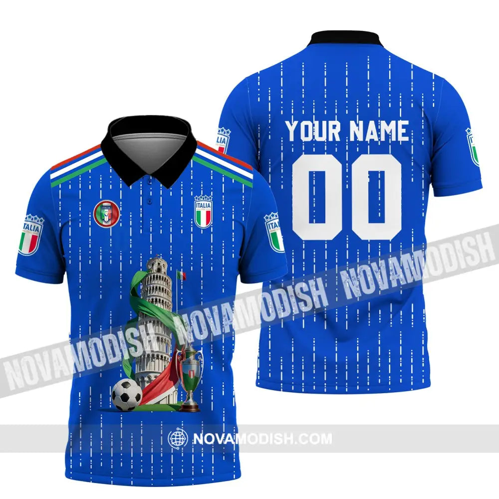 Unisex Shirt - Custom Name And Number Euro 2024 Shirt The Leaning Tower Of Pisa Italia National Team Shirt Polo Shirt