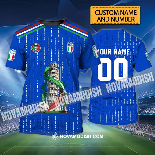 Unisex Shirt - Custom Name And Number Euro 2024 Shirt The Leaning Tower Of Pisa Italia National Team Shirt T-shirt