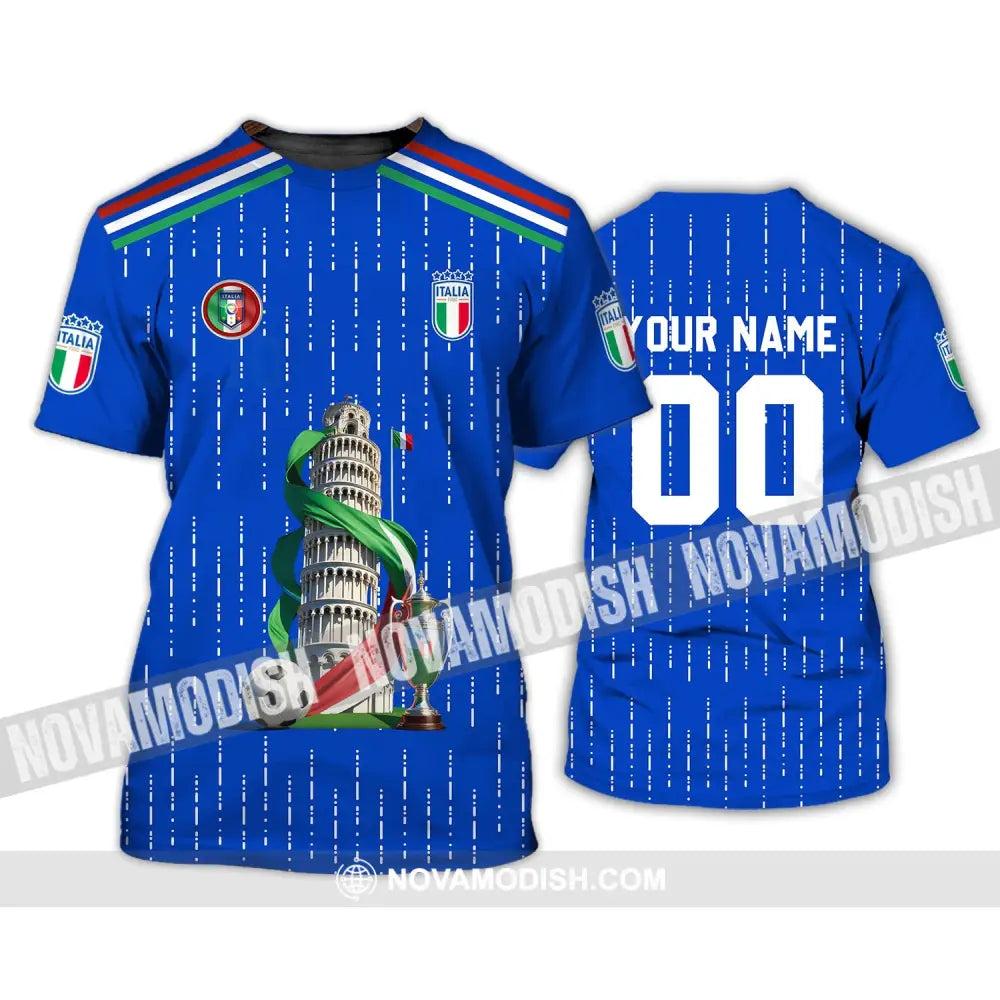 Unisex Shirt - Custom Name And Number Euro 2024 Shirt The Leaning Tower Of Pisa Italia National Team Shirt T-Shirt / S