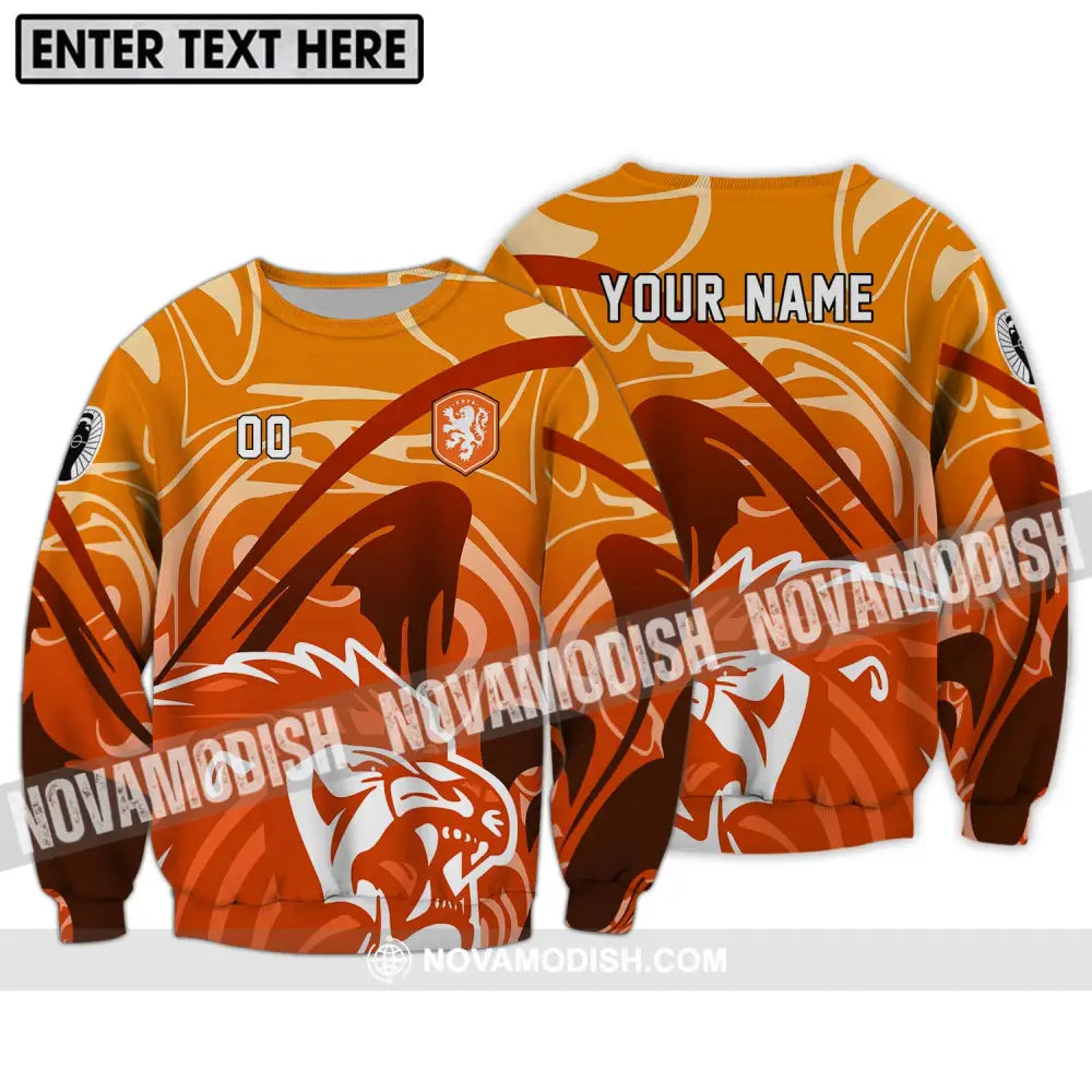 Unisex Shirt - Custom Name And Number Euro 2024 Shirt The Royal Dutch Netherlands Lion Shirt Long Sleeve / S T-shirt