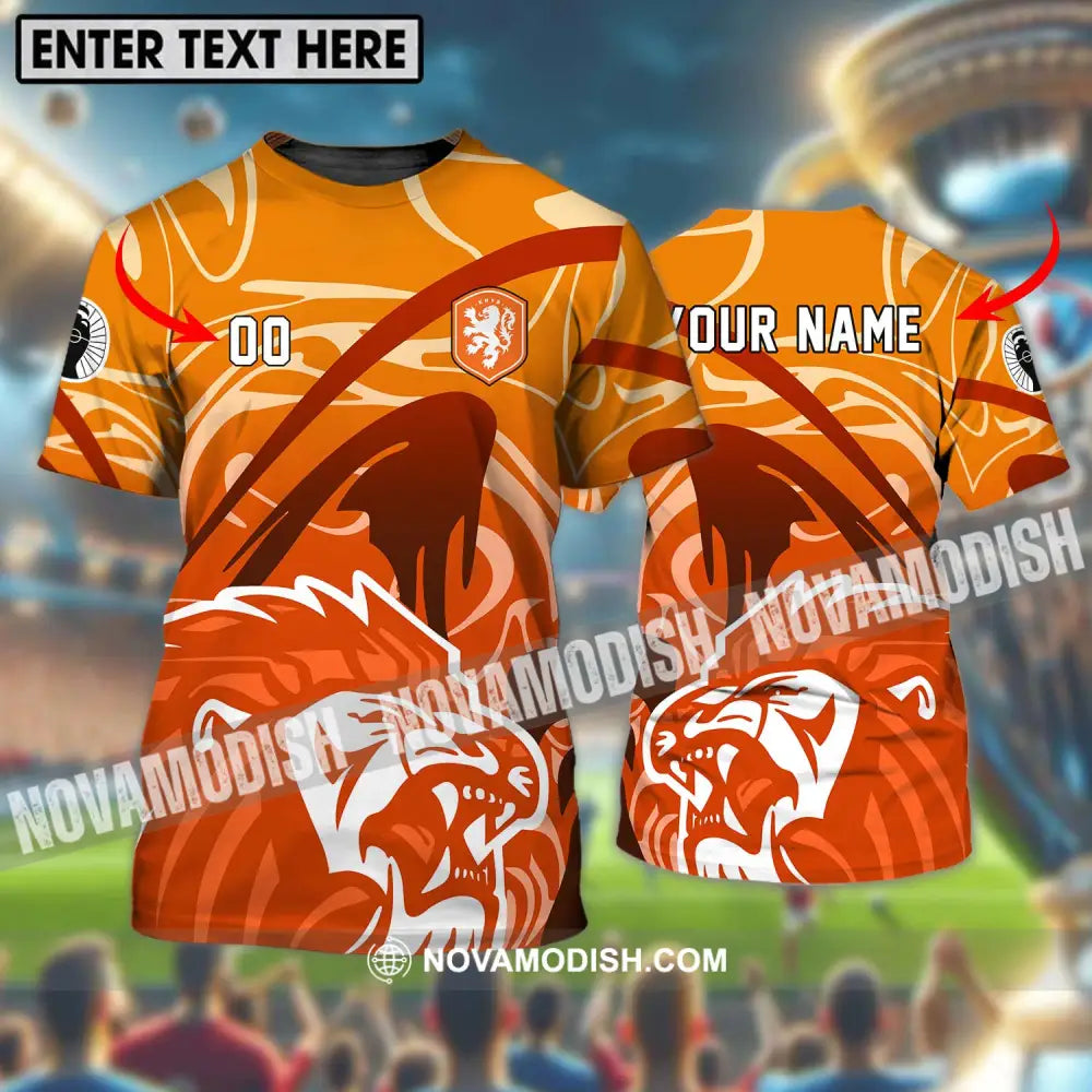 Unisex Shirt - Custom Name And Number Euro 2024 Shirt The Royal Dutch Netherlands Lion Shirt T-shirt