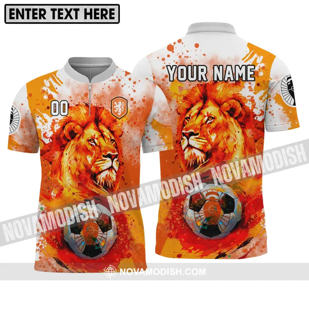 Unisex Shirt - Custom Name And Number Euro 2024 Shirt The Royal Dutch Netherlands Zipper Polo Shirt / S T-shirt