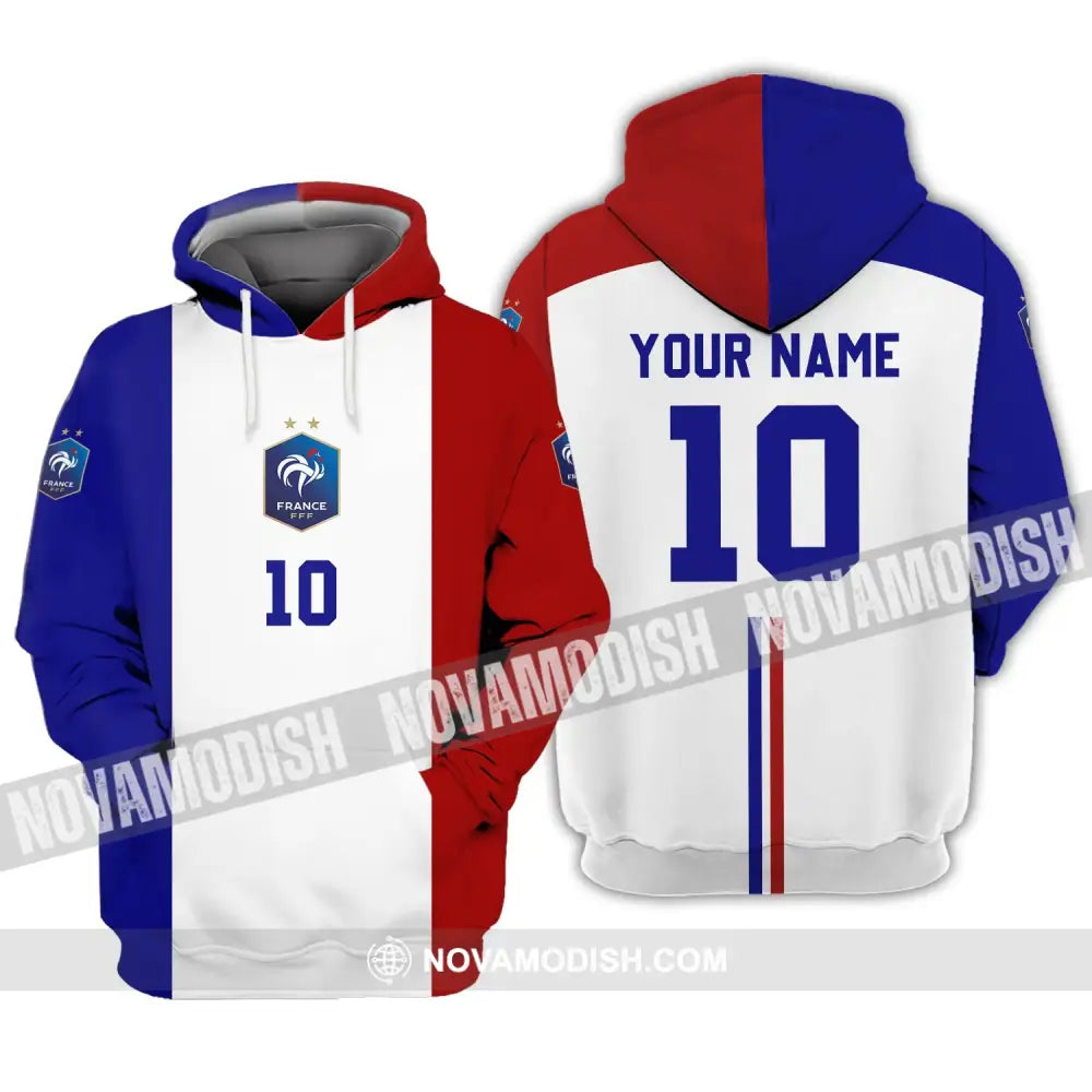 Unisex Shirt - Custom Name And Number Euro 2024 Shirt Three Color Of Flag France National Team Shirt Hoodie / S T-shirt