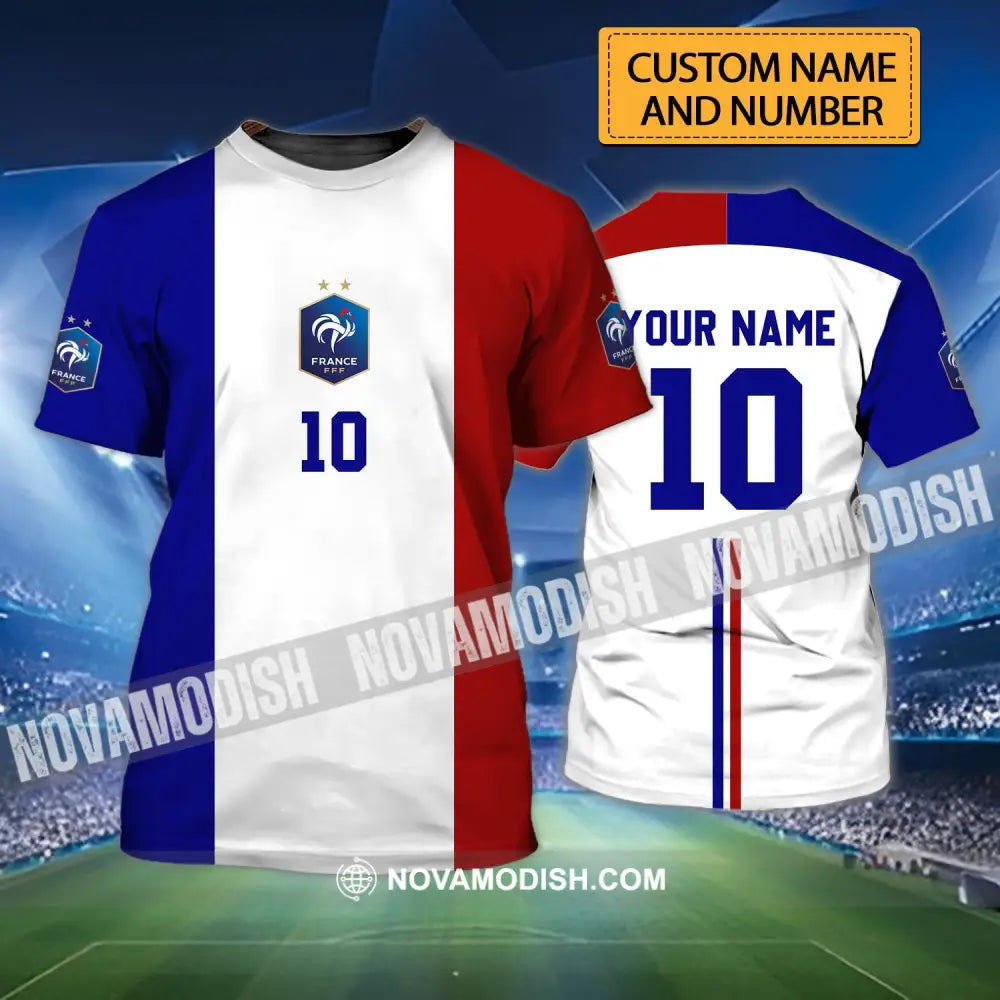 Unisex Shirt - Custom Name And Number Euro 2024 Shirt Three Color Of Flag France National Team Shirt T-shirt