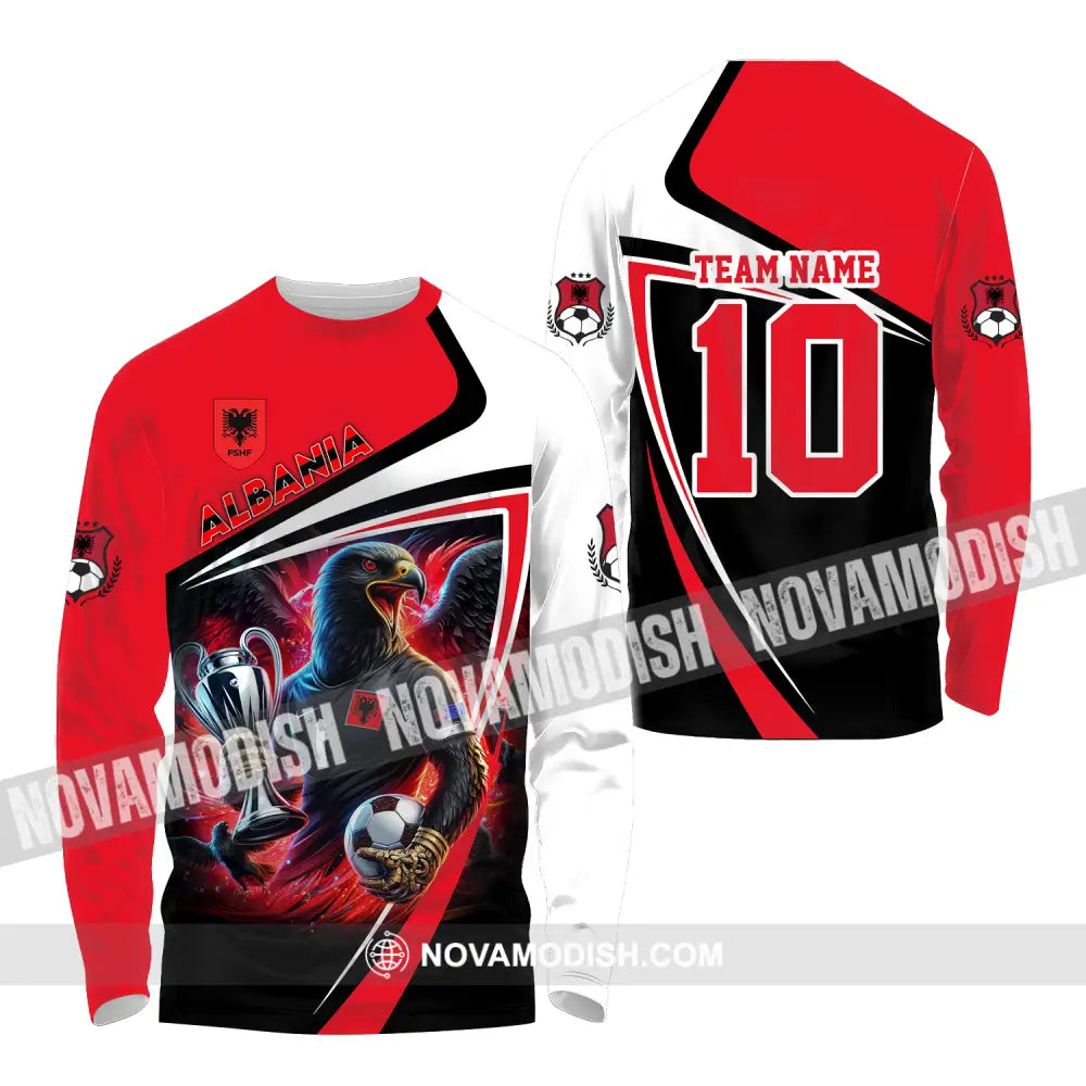 Unisex Shirt - Custom Name And Number Euro Team Shirt Albania 2024 Team Long Sleeve Shirt / S T-shirt
