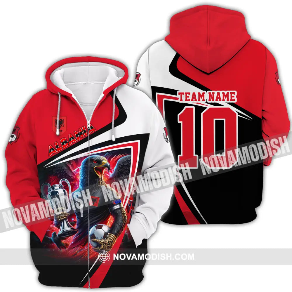 Unisex Shirt - Custom Name And Number Euro Team Shirt Albania 2024 Team Zipper Hoodie / S T-shirt