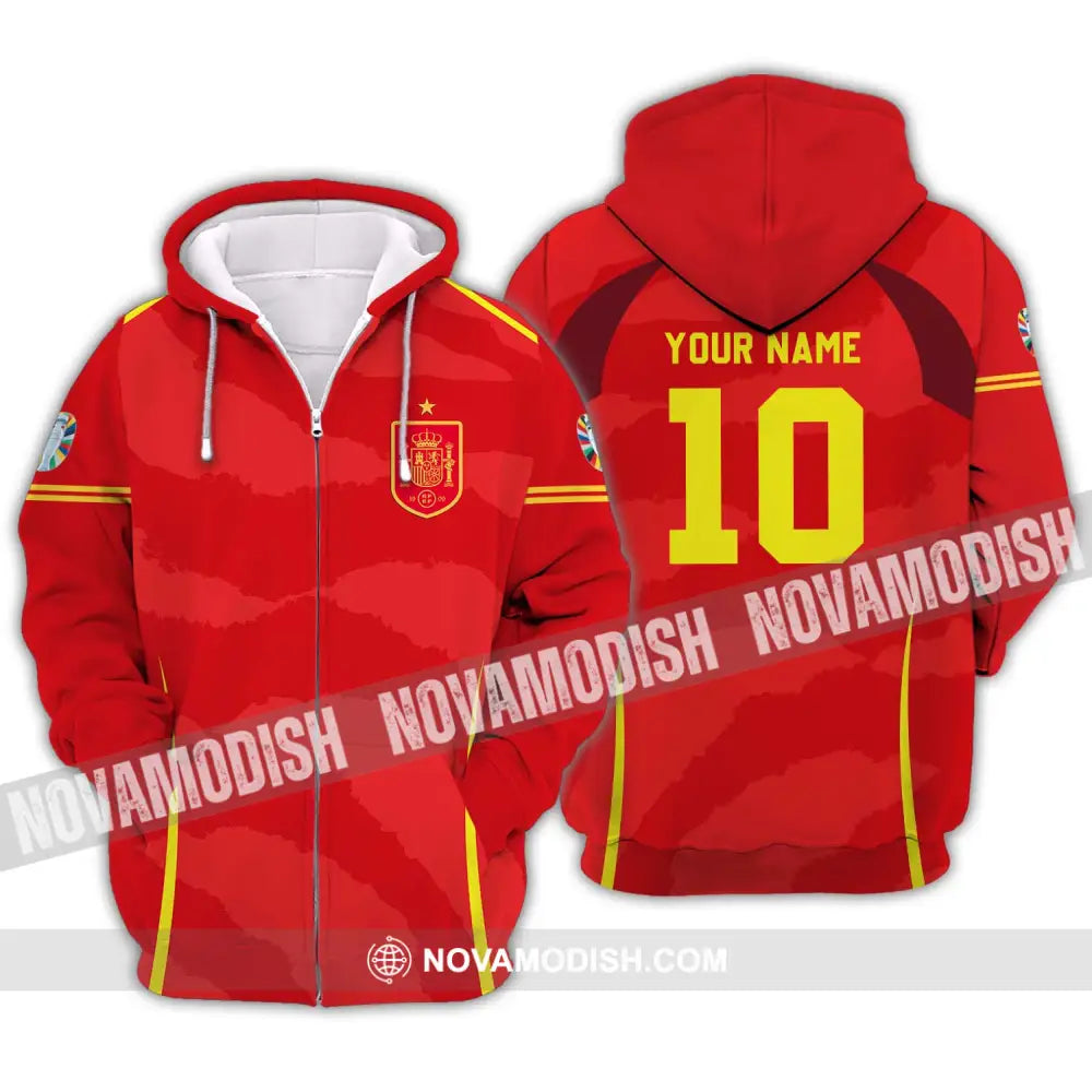 Unisex Shirt - Custom Name And Number European Champions 2024 Red Shirt Zipper Hoodie / S T-shirt