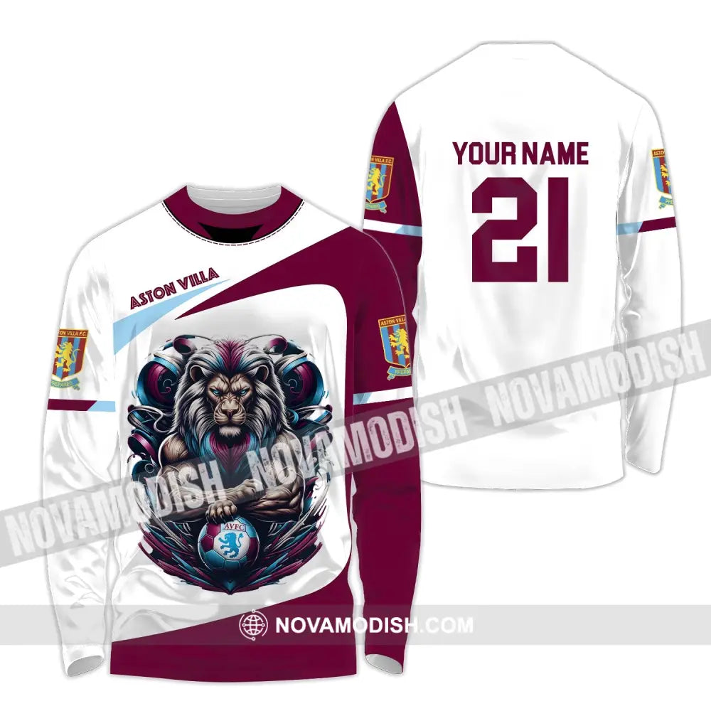 Unisex Shirt - Custom Name And Number Fc Aston Villa Long Sleeve / S T-Shirt