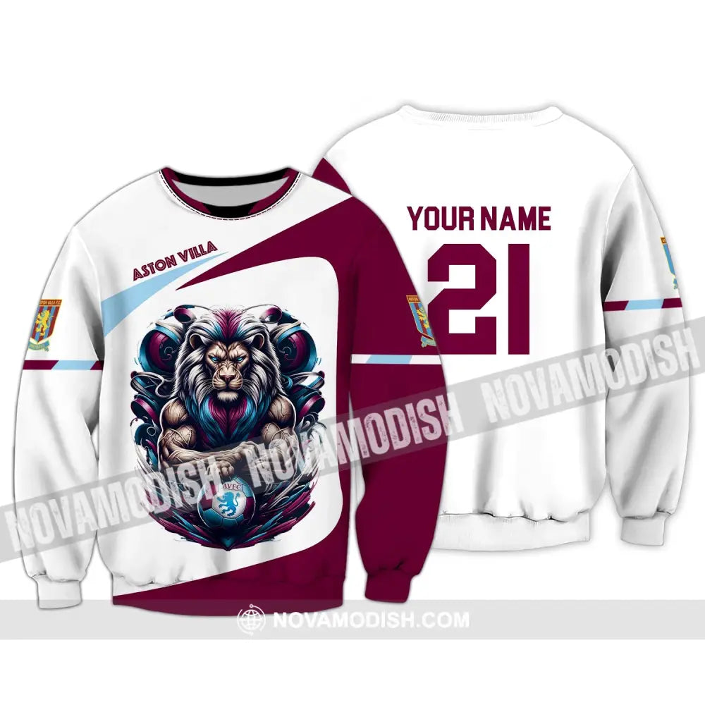 Unisex Shirt - Custom Name And Number Fc Aston Villa Long Sleeve / S T-Shirt