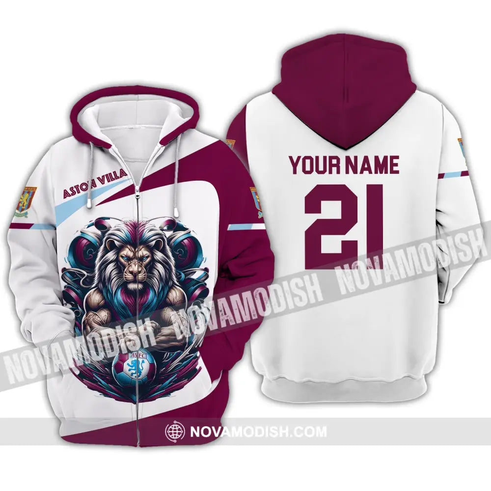 Unisex Shirt - Custom Name And Number Fc Aston Villa Zipper Hoodie / S T-Shirt