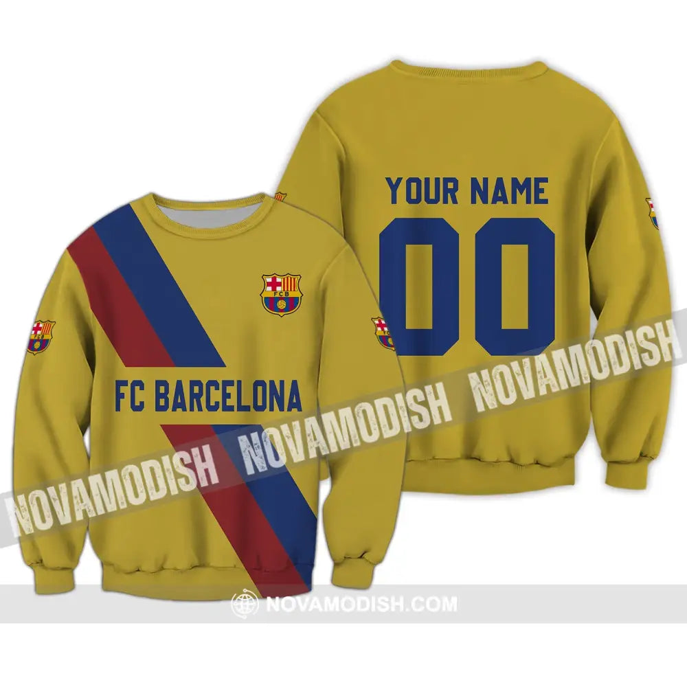 Unisex Shirt - Custom Name And Number Shirt FC Barcelona Shirt Long Sleeve / S T-shirt