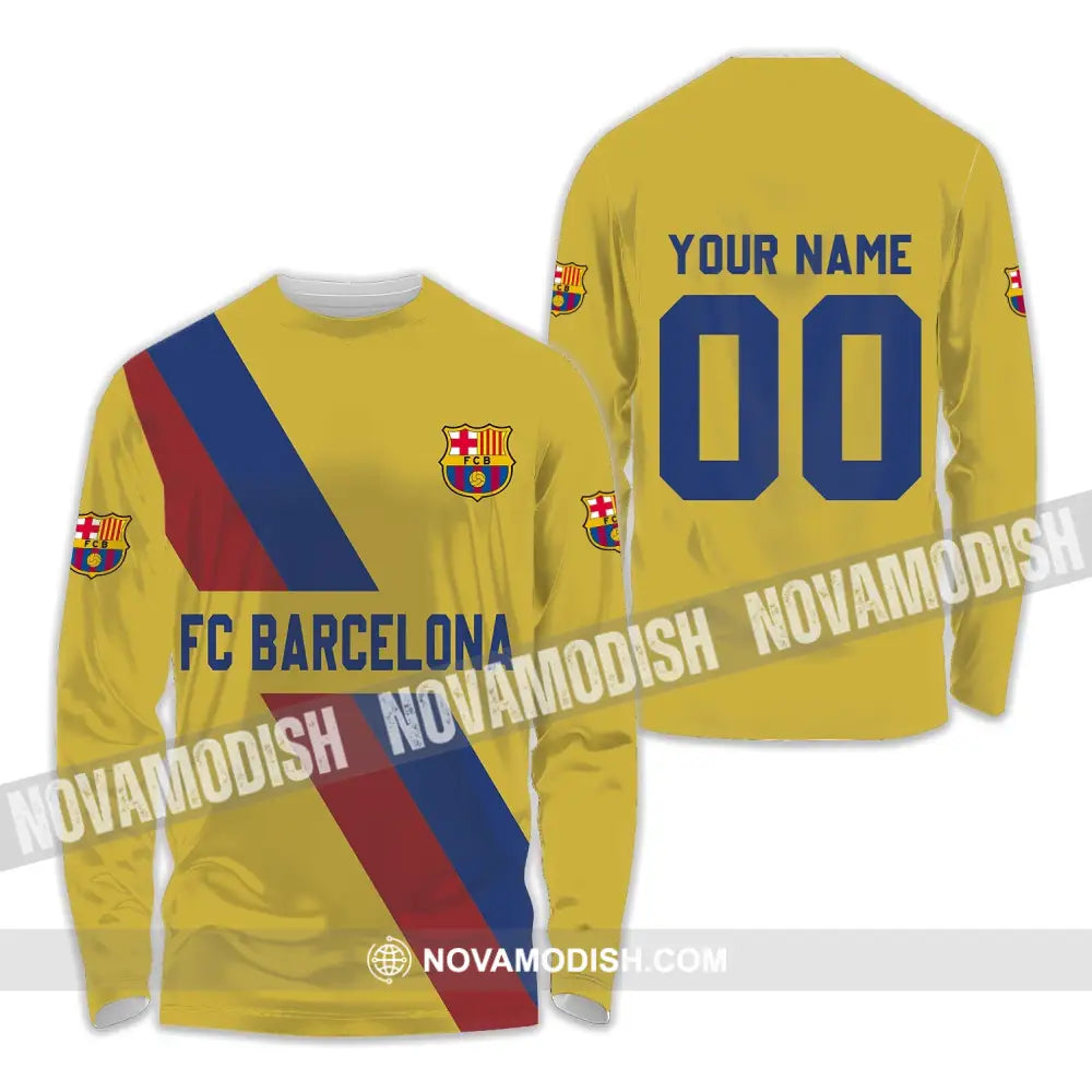 Unisex Shirt - Custom Name And Number Shirt FC Barcelona Shirt Long Sleeve Shirt / S T-shirt