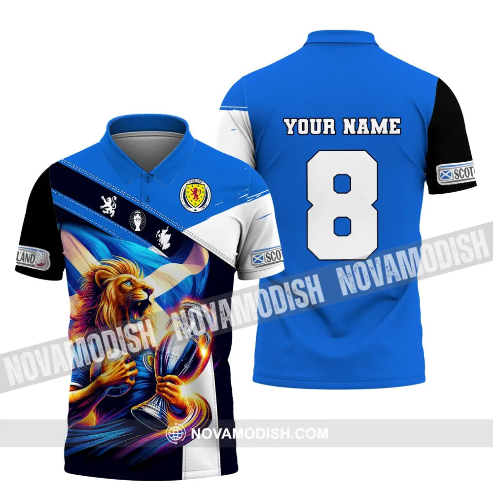 Unisex Shirt Custom Name And Number Football Scotland Polo Long Sleeve Euro 2024 / S T-Shirt