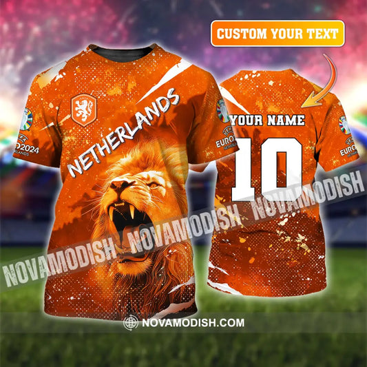 Unisex Shirt Custom Name And Number Football T-Shirt Euro 2024 Netherlands Polo Long Sleeve