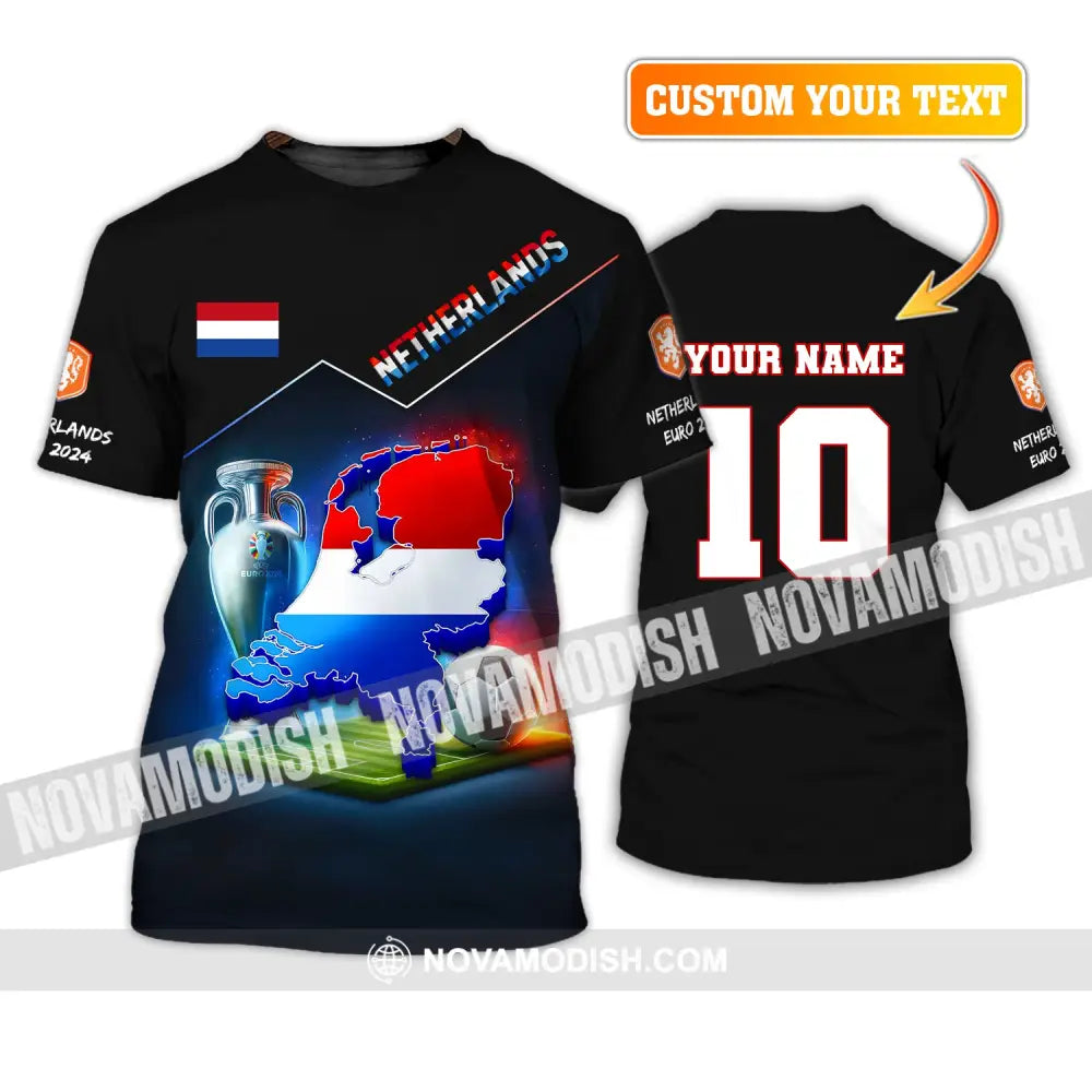 Unisex Shirt Custom Name And Number Football T-Shirt Euro 2024 Netherlands Polo Long Sleeve