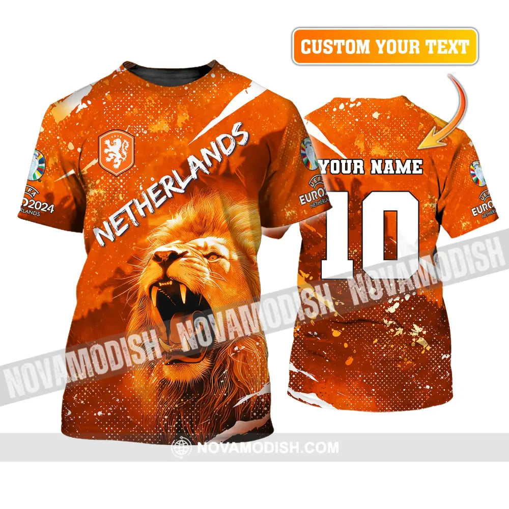 Unisex Shirt Custom Name And Number Football T-Shirt Euro 2024 Netherlands Polo Long Sleeve