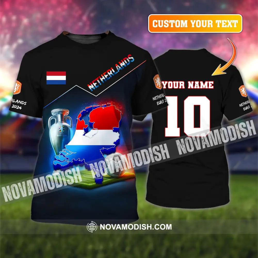 Unisex Shirt Custom Name And Number Football T-Shirt Euro 2024 Netherlands Polo Long Sleeve