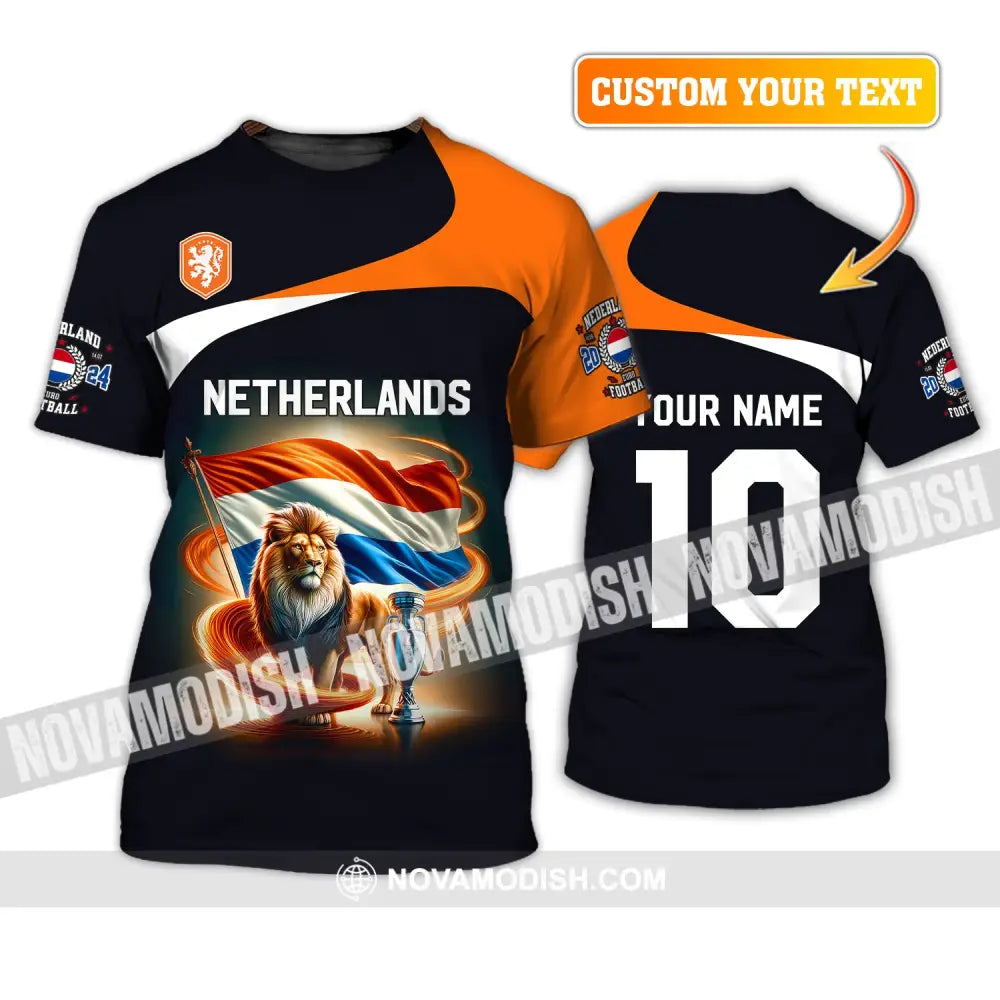 Unisex Shirt Custom Name And Number Football T-Shirt Euro 2024 Netherlands Polo Long Sleeve