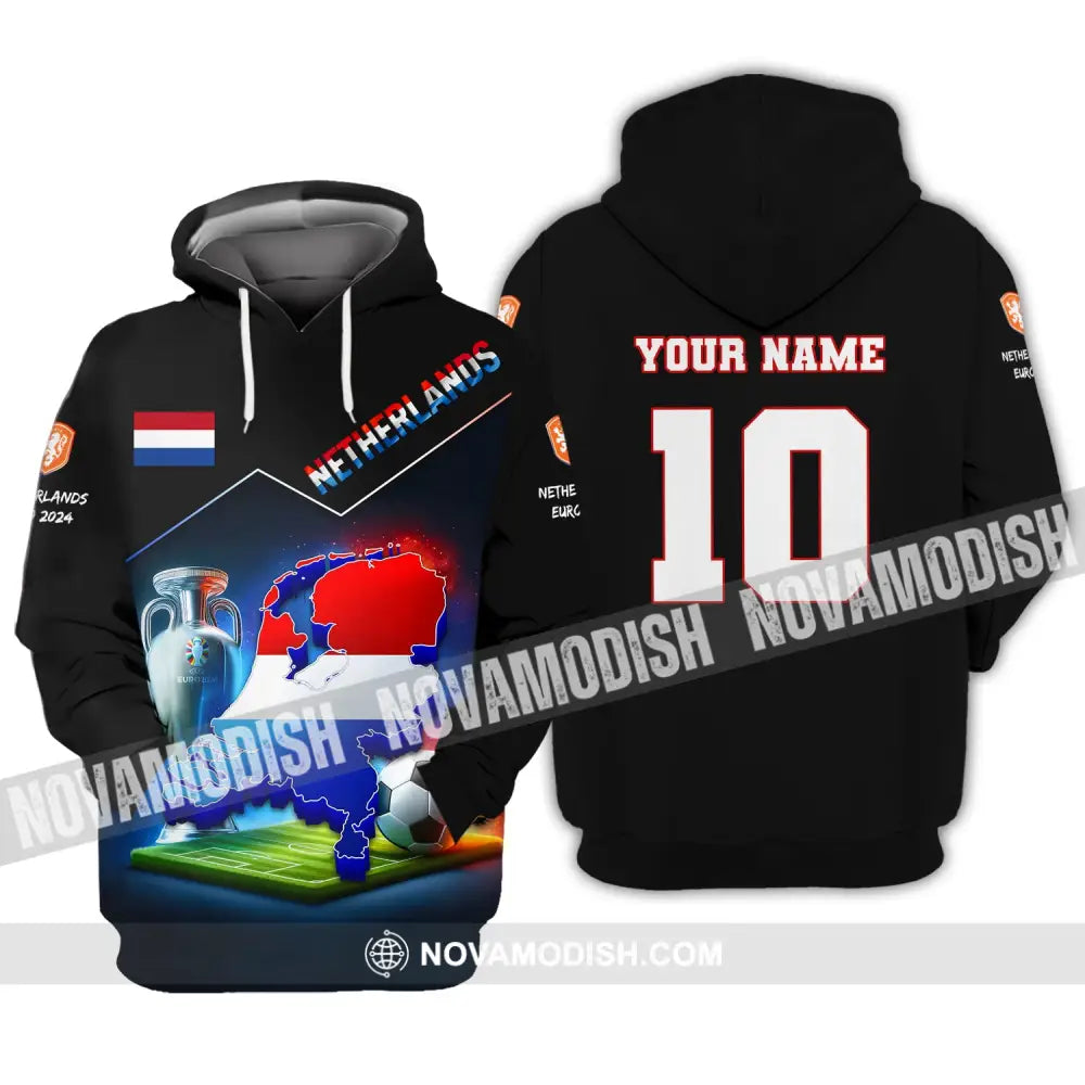 Unisex Shirt Custom Name And Number Football T-Shirt Euro 2024 Netherlands Polo Long Sleeve Hoodie