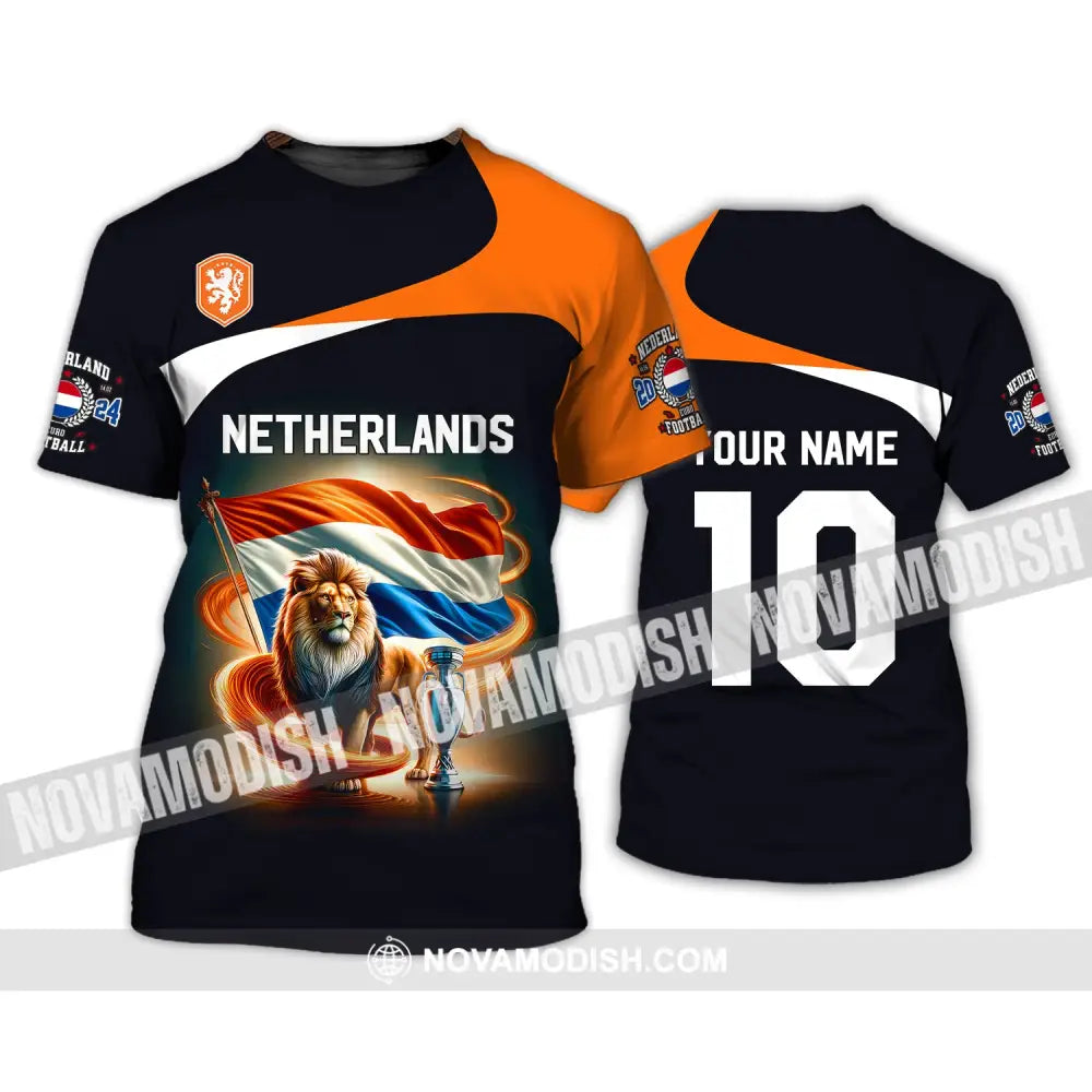 Unisex Shirt Custom Name And Number Football T-Shirt Euro 2024 Netherlands Polo Long Sleeve / S