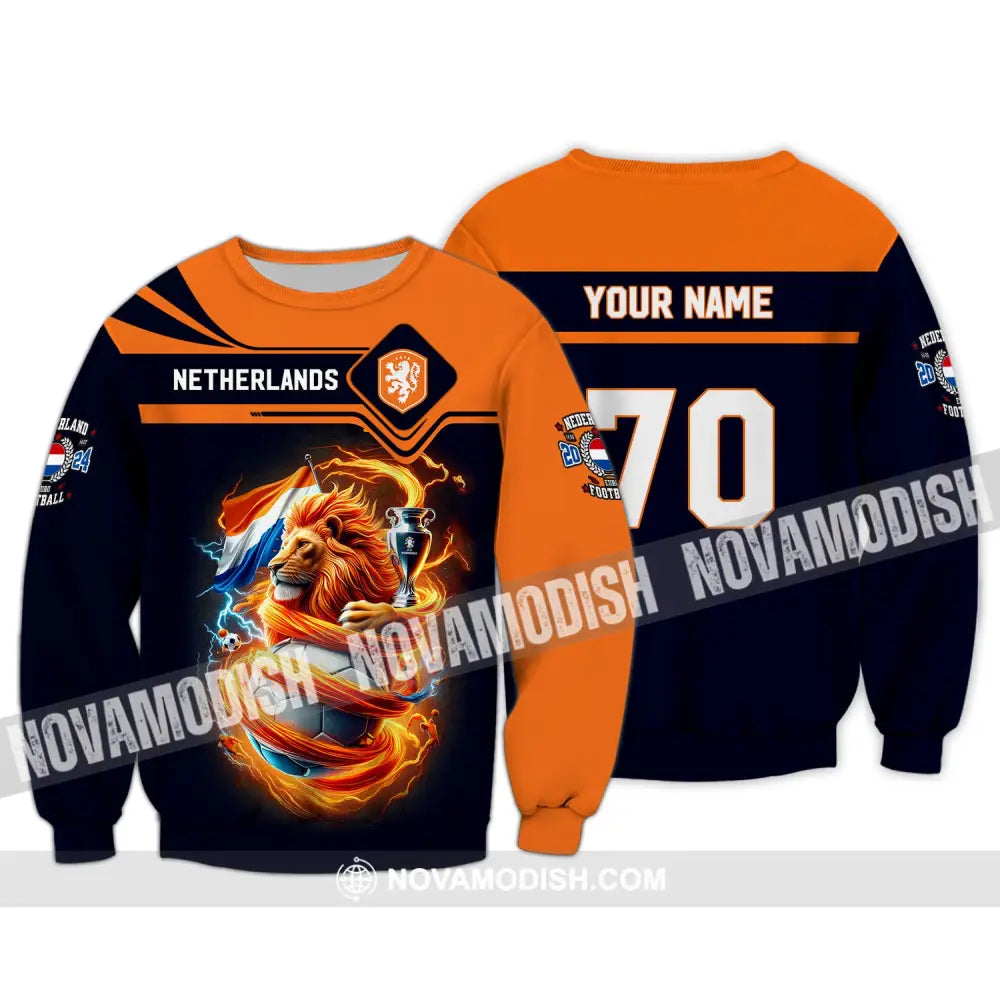 Unisex Shirt Custom Name And Number Football T-Shirt Euro 2024 Netherlands Polo Long Sleeve / S