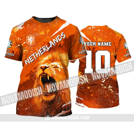 Unisex Shirt Custom Name And Number Football T-Shirt Euro 2024 Netherlands Polo Long Sleeve / S