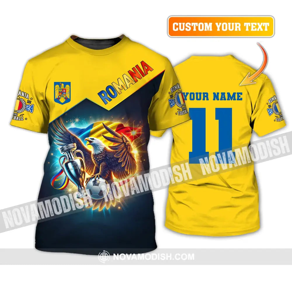 Unisex Shirt Custom Name And Number Football T-Shirt Euro 2024 Romania Polo Long Sleeve