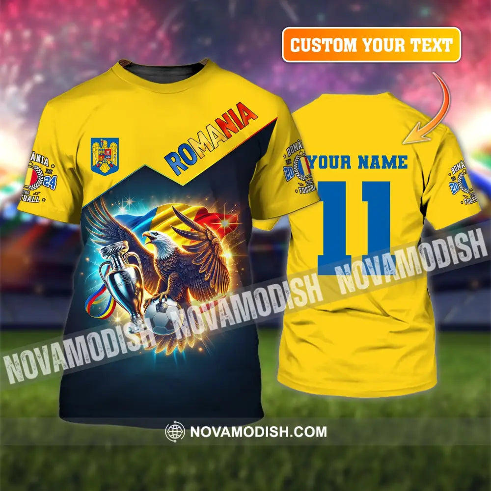 Unisex Shirt Custom Name And Number Football T-Shirt Euro 2024 Romania Polo Long Sleeve