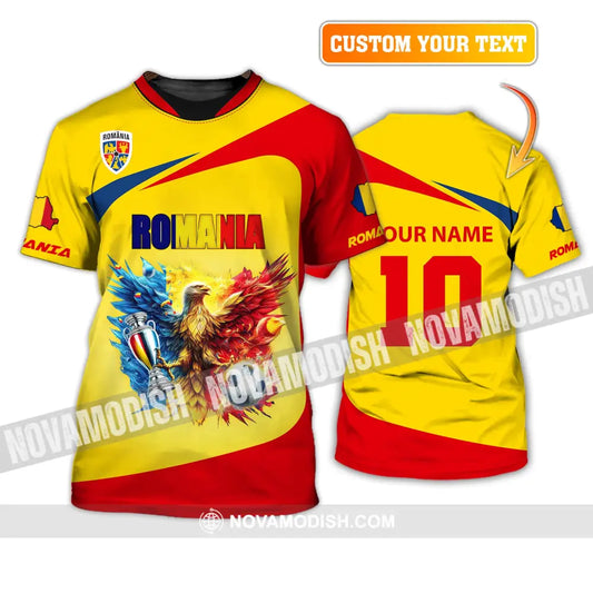 Unisex Shirt Custom Name And Number Football T-Shirt Euro 2024 Romania Polo Long Sleeve