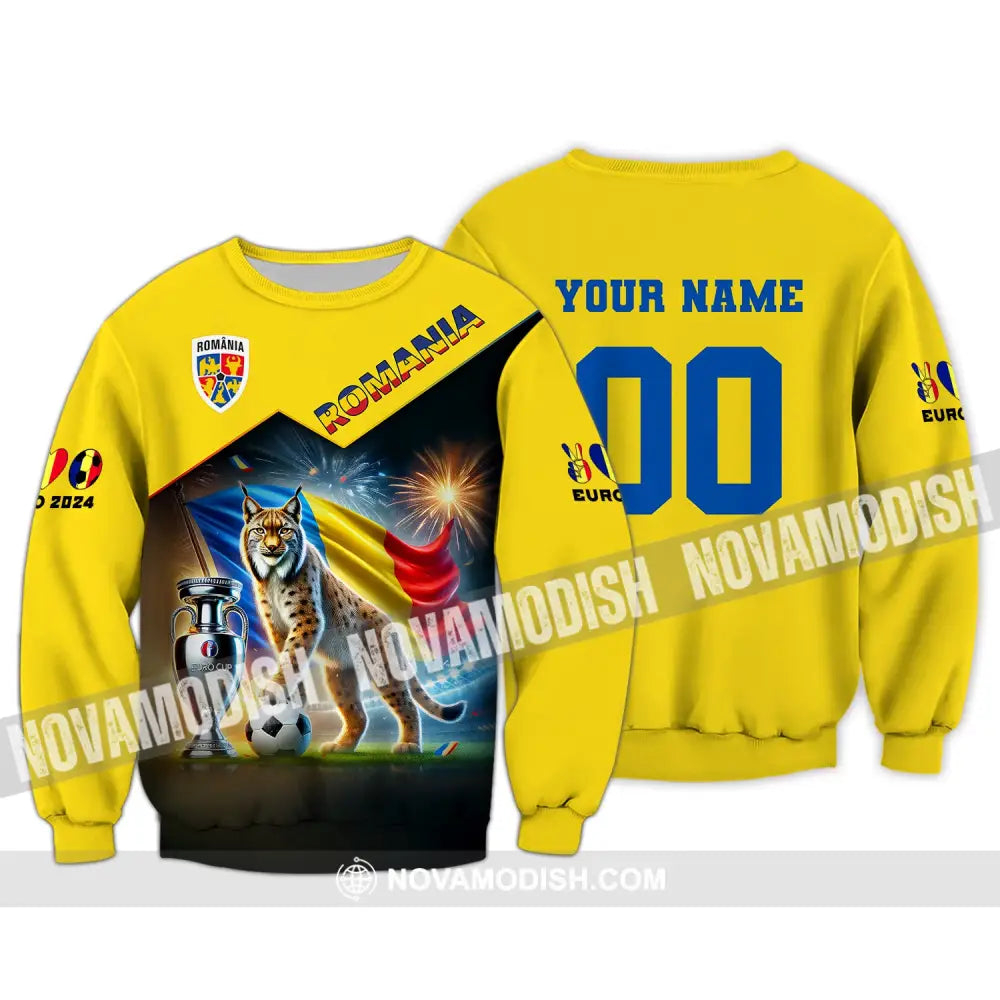 Unisex Shirt Custom Name And Number Football T-Shirt Euro 2024 Romania Polo Long Sleeve / S