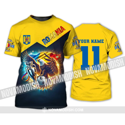 Unisex Shirt Custom Name And Number Football T-Shirt Euro 2024 Romania Polo Long Sleeve / S