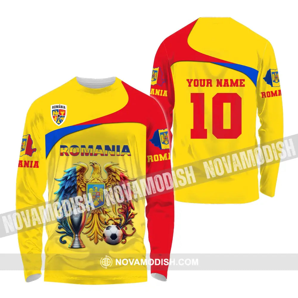 Unisex Shirt Custom Name And Number Football T-Shirt Euro 2024 Romania Polo Long Sleeve / S