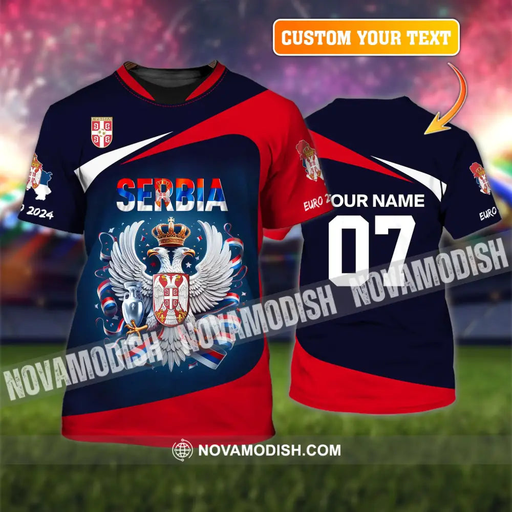 Unisex Shirt Custom Name And Number Football T-Shirt Euro 2024 Serbia Polo Long Sleeve