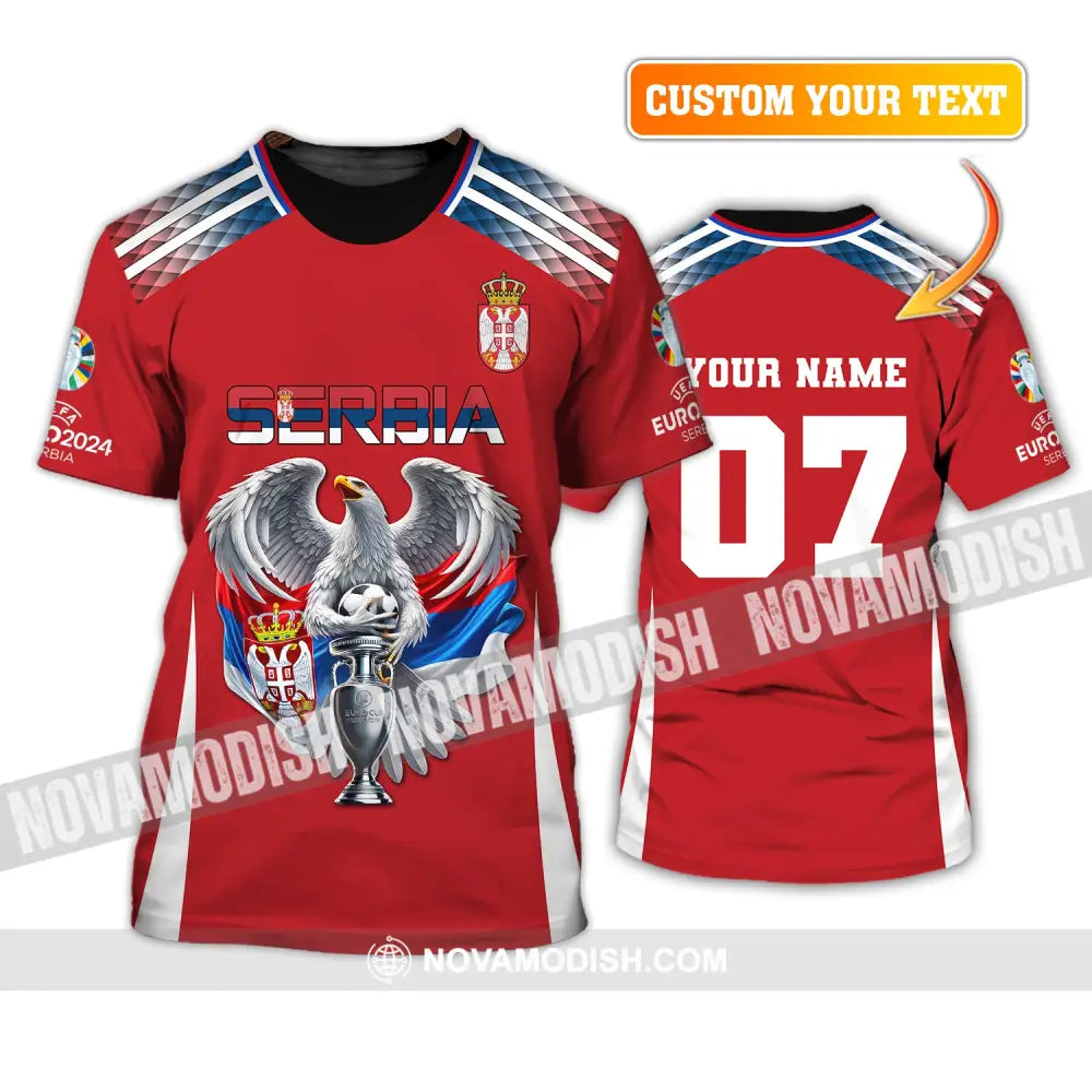 Unisex Shirt Custom Name And Number Football T-Shirt Euro 2024 Serbia Polo Long Sleeve