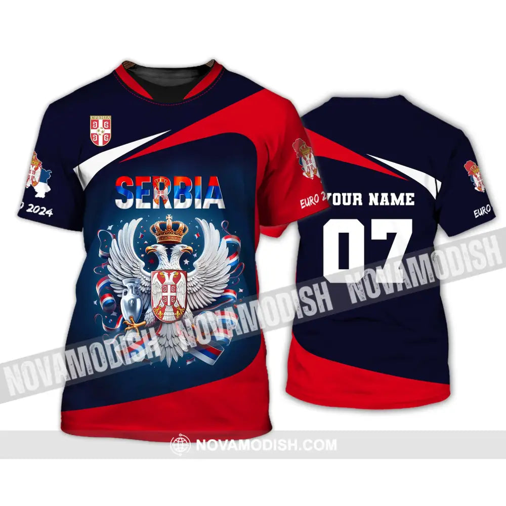 Unisex Shirt Custom Name And Number Football T-Shirt Euro 2024 Serbia Polo Long Sleeve / S