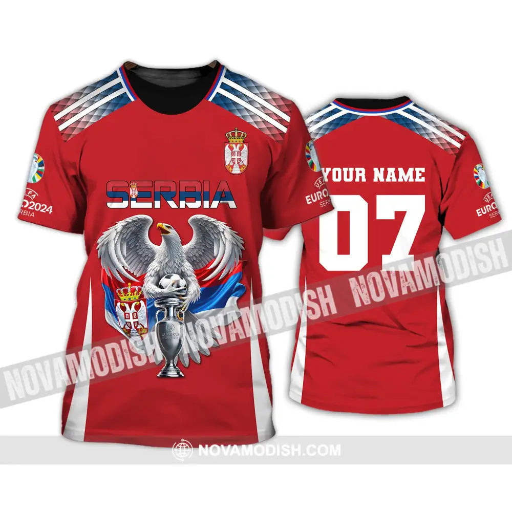 Unisex Shirt Custom Name And Number Football T-Shirt Euro 2024 Serbia Polo Long Sleeve / S