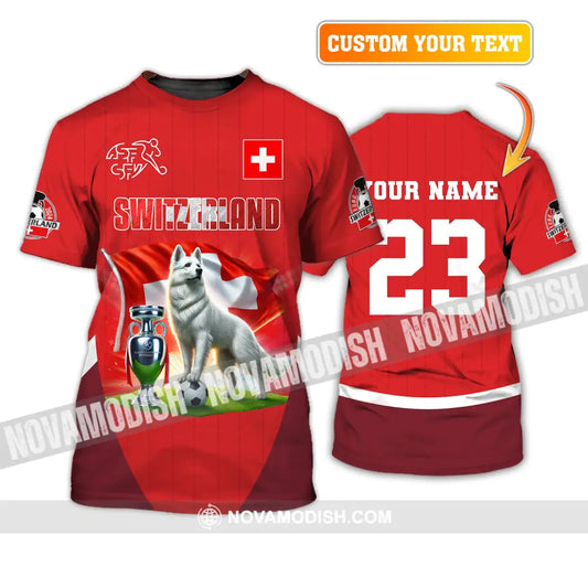 Unisex Shirt Custom Name And Number Football T-Shirt Euro 2024 Switzerland Polo Long Sleeve