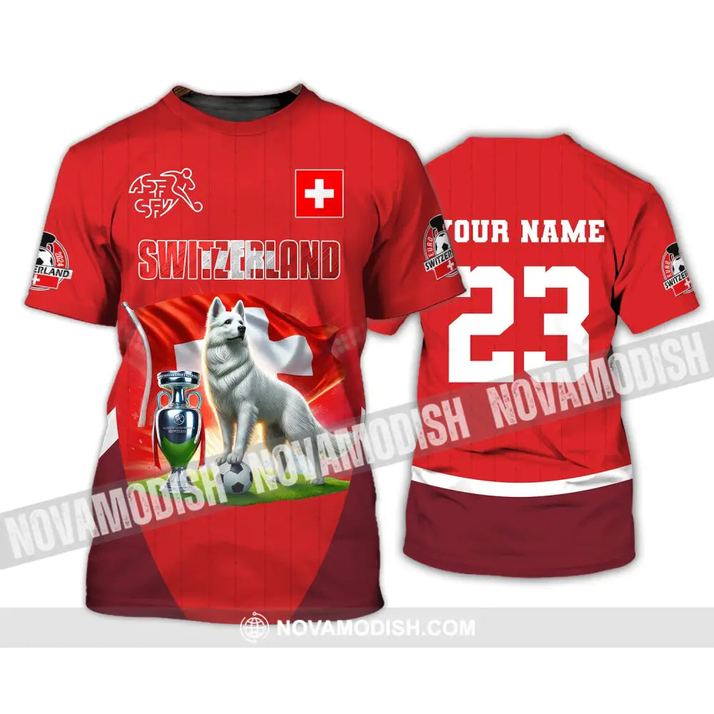 Unisex Shirt Custom Name And Number Football T-Shirt Euro 2024 Switzerland Polo Long Sleeve / S