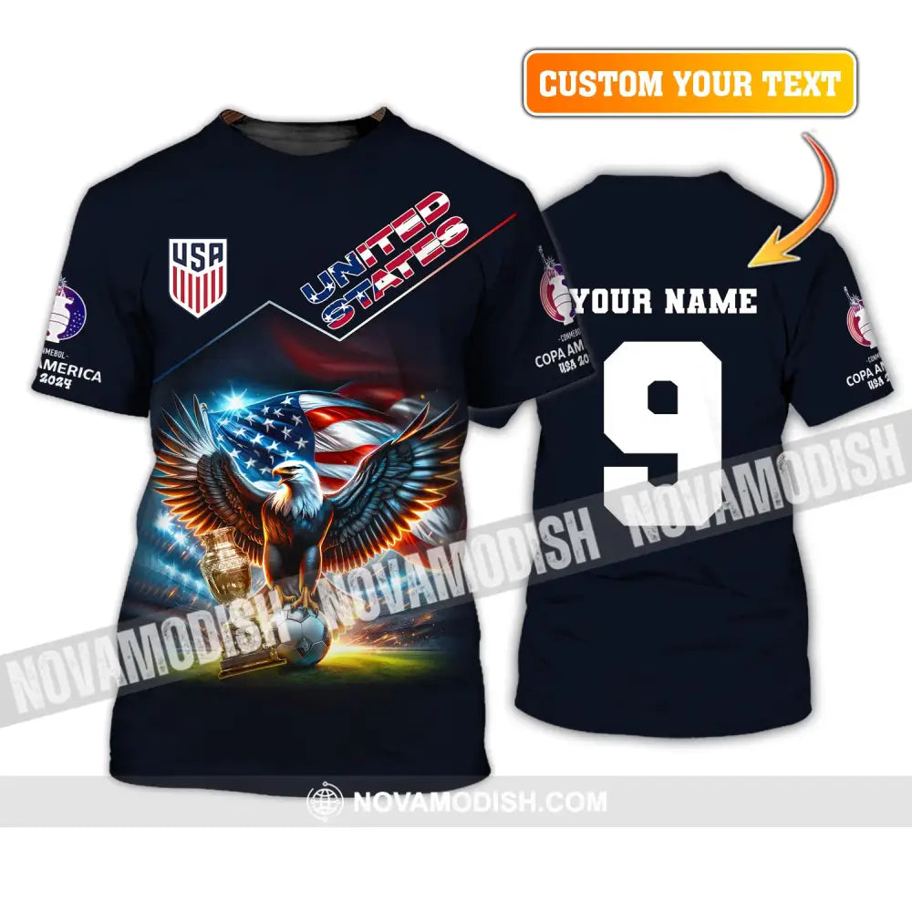 Unisex Shirt Custom Name And Number Football T-Shirt Euro 2024 United States Polo Long Sleeve