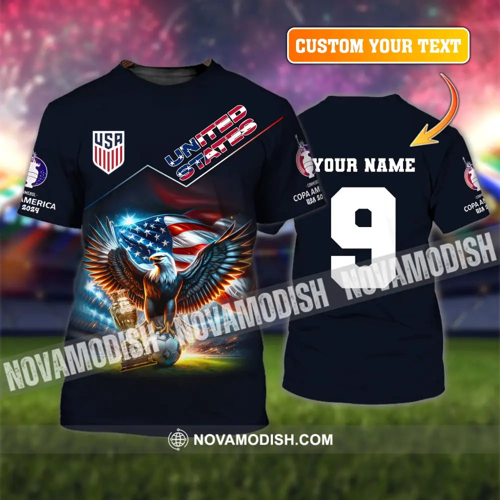 Unisex Shirt Custom Name And Number Football T-Shirt Euro 2024 United States Polo Long Sleeve