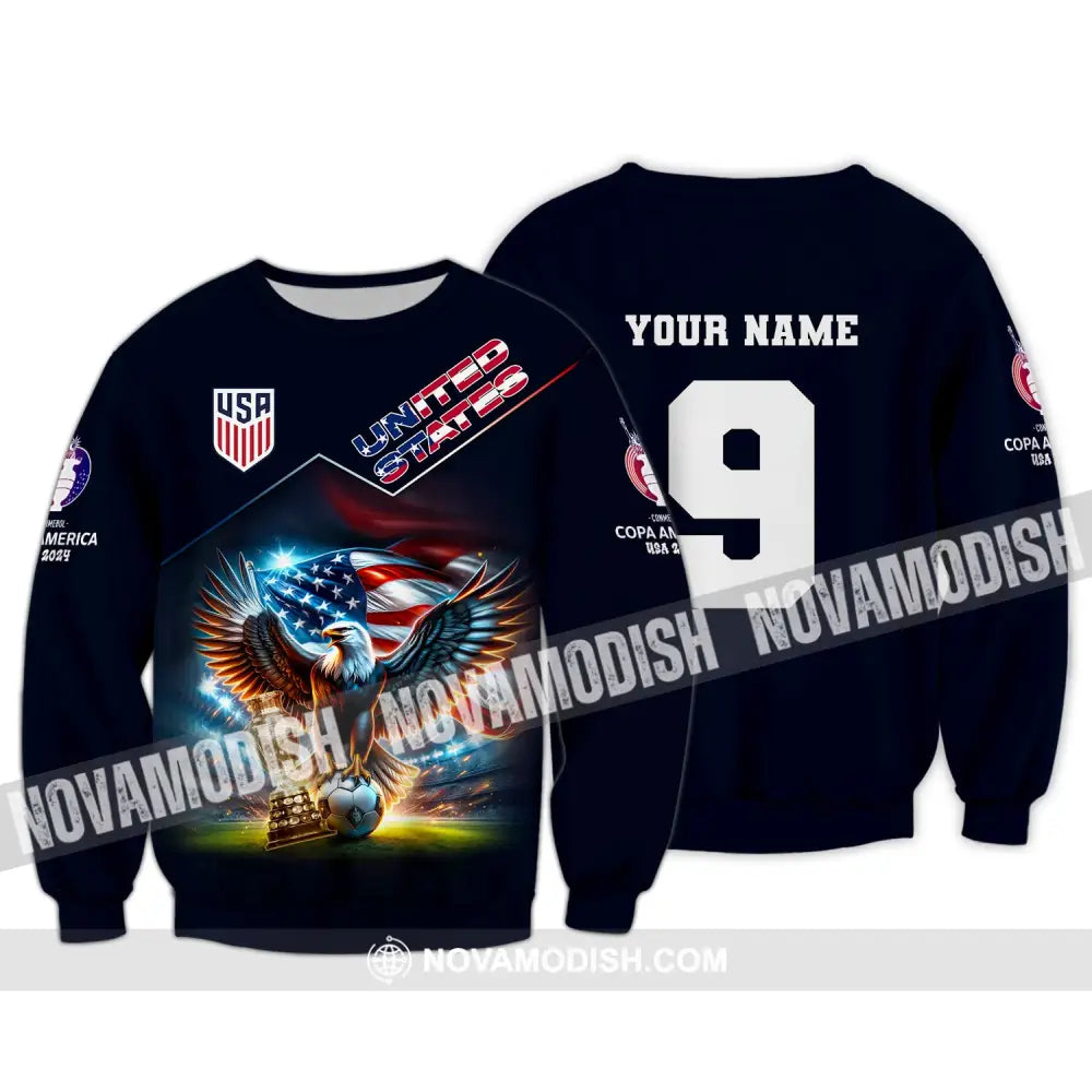 Unisex Shirt Custom Name And Number Football T-Shirt Euro 2024 United States Polo Long Sleeve / S