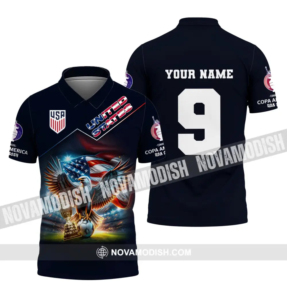 Unisex Shirt Custom Name And Number Football T-Shirt Euro 2024 United States Polo Long Sleeve / S