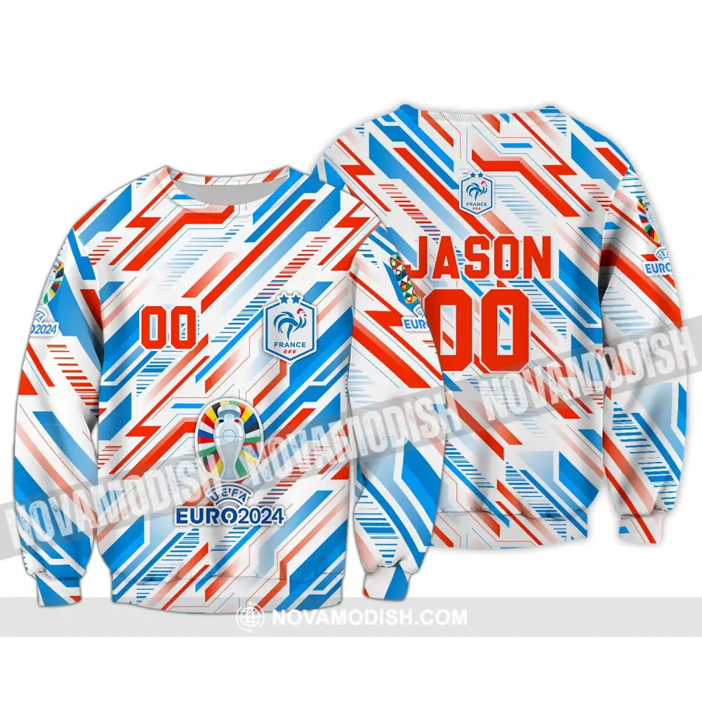 Unisex Shirt - Custom Name And Number Shirt France Color Arrays Shirt Euro 2024 Long Sleeve / S T-shirt