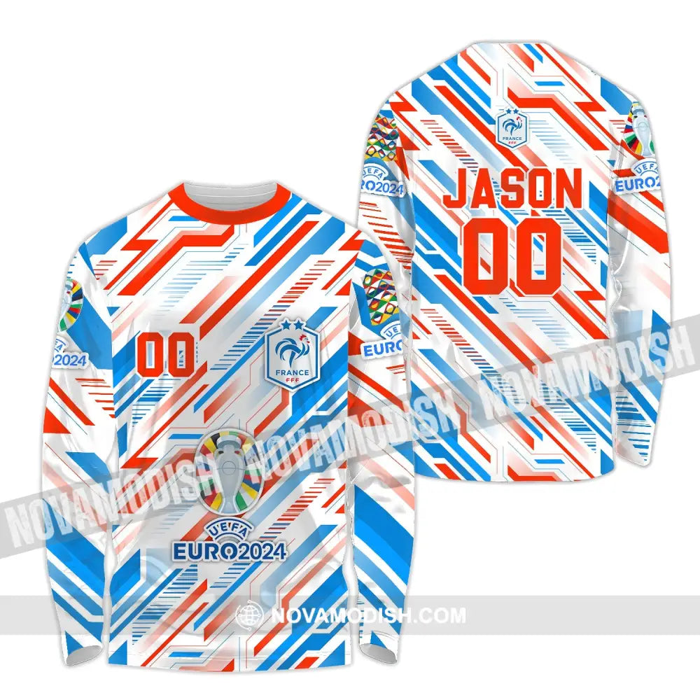Unisex Shirt - Custom Name And Number Shirt France Color Arrays Shirt Euro 2024 Long Sleeve Shirt / S T-shirt