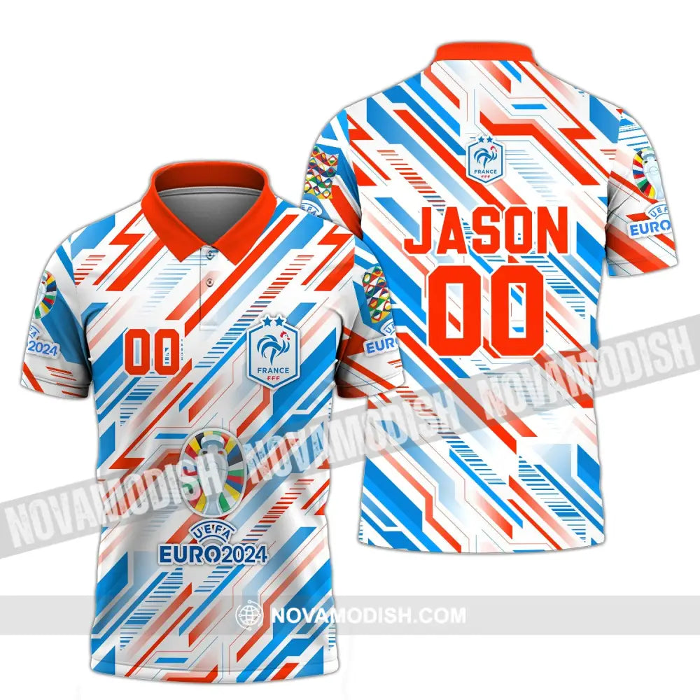 Unisex Shirt - Custom Name And Number Shirt France Color Arrays Shirt Euro 2024 Polo Shirt / S T-shirt
