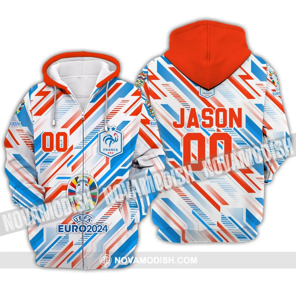Unisex Shirt - Custom Name And Number Shirt France Color Arrays Shirt Euro 2024 Zipper Hoodie / S T-shirt