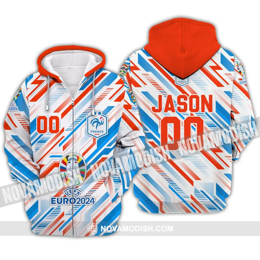 Unisex Shirt - Custom Name And Number Shirt France Color Arrays Shirt Euro 2024 Zipper Hoodie / S T-shirt