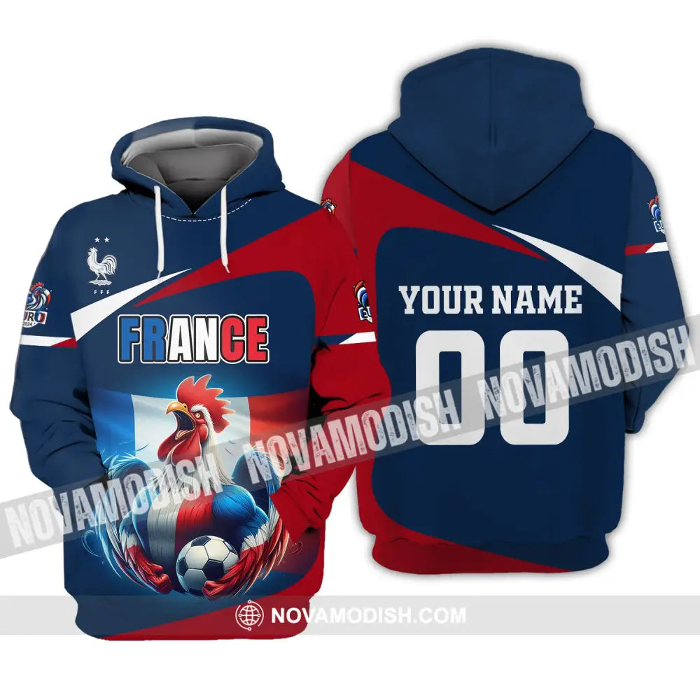 Unisex Shirt Custom Name And Number France Euro 2024 Football Polo Long Sleeve Hoodie / S T-Shirt