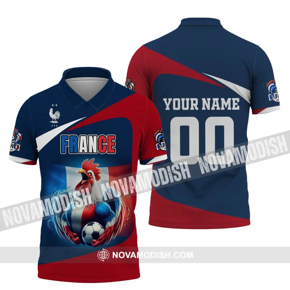 Unisex Shirt Custom Name And Number France Euro 2024 Football Polo Long Sleeve / S T-Shirt